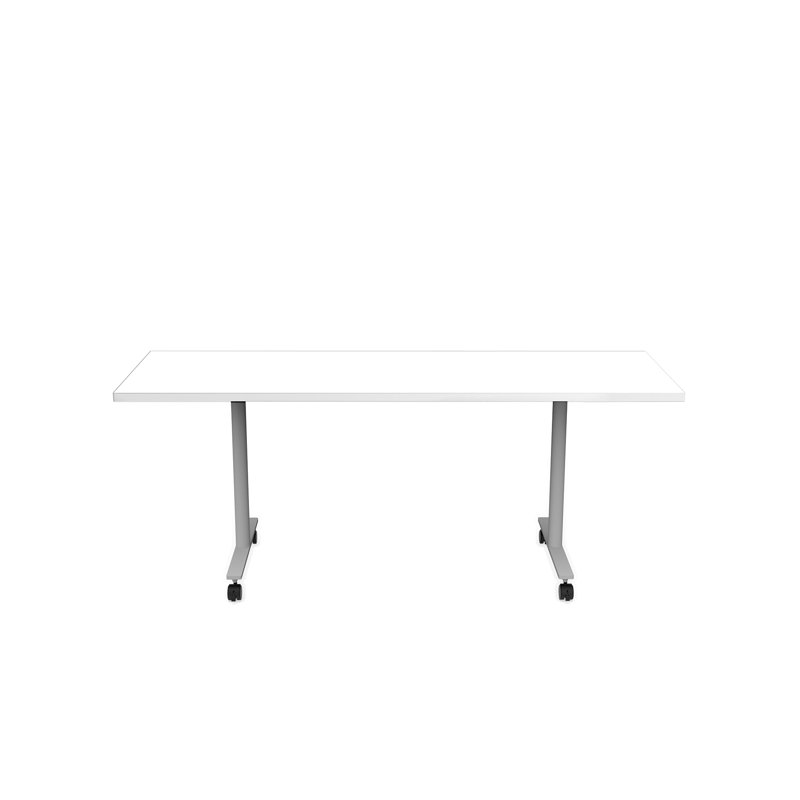 Table polyvalente avec pieds en T et roulettes Jurni, H 29,5 po x L 72 po x l 24 po, Blanc de designer
