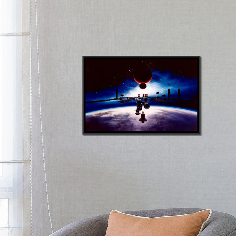 "Astronomie et espace destiné au soleil", impression sur toile, H 18 po x l 26 po x P 1,5 po, Toile avec cadre noir