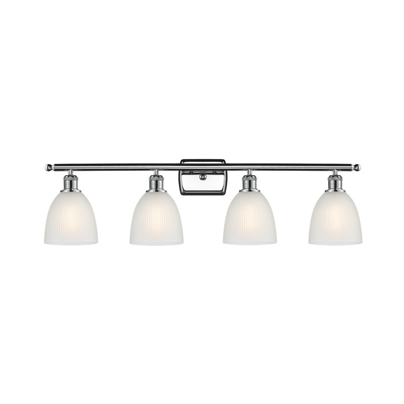 Éclairage de salle de bain à intensité variable 4 lumières Asdsit, Ampoule DEL 6 watts Vinage, Blanc, Chrome poli