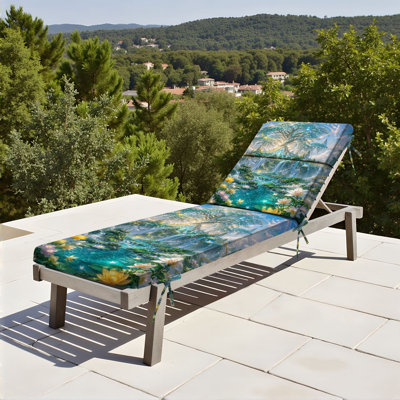  Coussin de patio d'extérieur pour l'extérieur 3 po Cascade de fleurs de lotus Vibrant Coussin de chaise longue résistant à l'eau pour meubles de patio