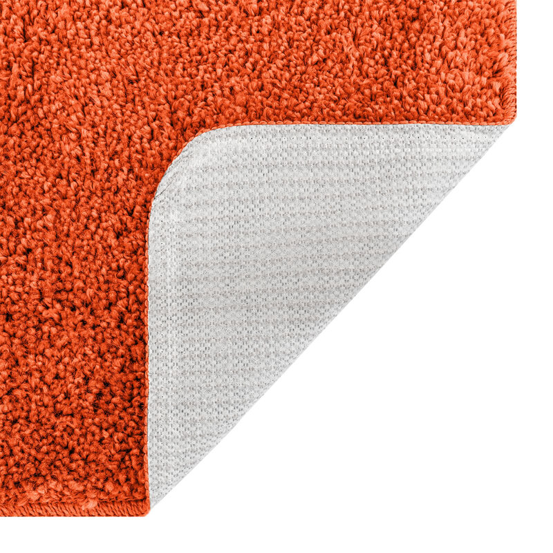 Cotton Non-Slip Bath Mats Rectangular, 70cm, Orange, 120cm