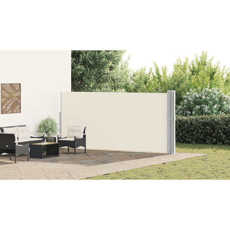 Paravent rétractable avec auvent pliant, H 66,93 po x l 472,44 po, Beige