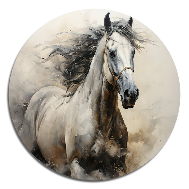 Hooves In Harmony Horse I - animaux, art mural rond en métal, H 29 po x l 29 po