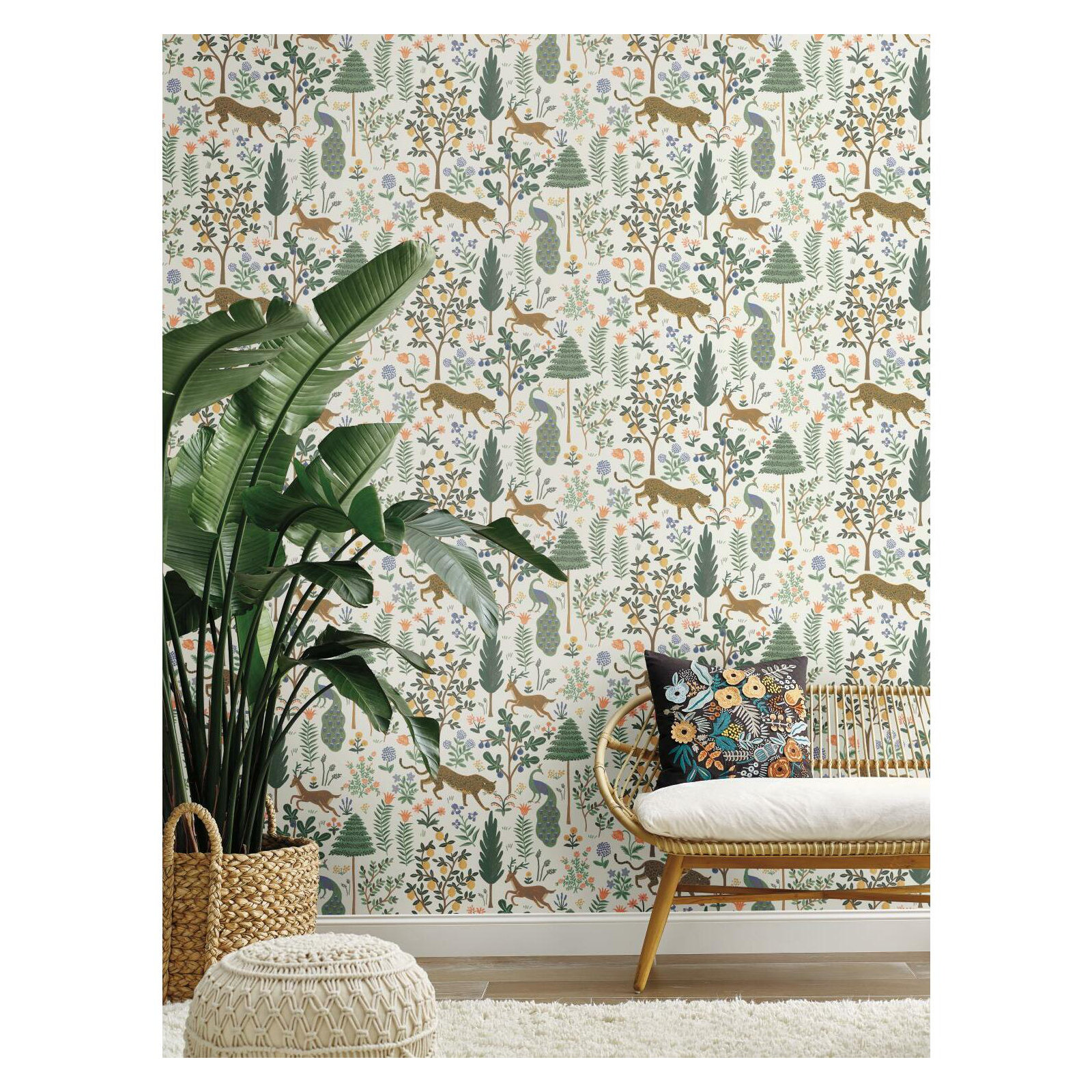 Menagerie 20' L x 27" W Peel and Stick Wallpaper Roll, Cream