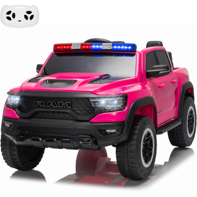 12V Licensed RAM 2-Seater Kids Ride On Police Truck, Electric Car w/ Remote, 3 Speeds, Suspension, LED Lights & Music