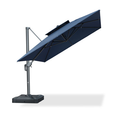 10' X 13' Cantilever Patio Umbrella Outdoor Umbrella With 330lbs Base Large Rectangular WIndproof Offset Umbrella,Navy