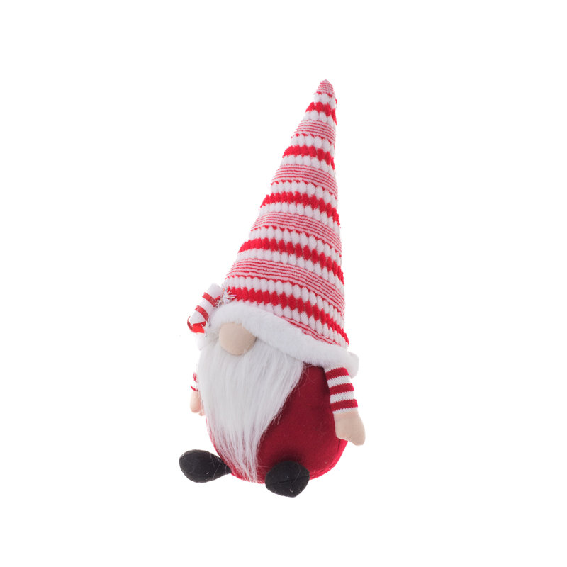 Gnome festif en tissu rouge / blanc avec bonbon sur le chapeau