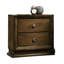Armoire de chevet à 2 tiroirs en noyer, style transitionnel, bois d'hévéa massif, placage, glissière centrale en métal, table de chevet de l 23,5 po x P 15 po et bouton de bronze contemporain