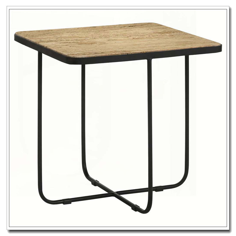 Table d'appoint en travertin et noir