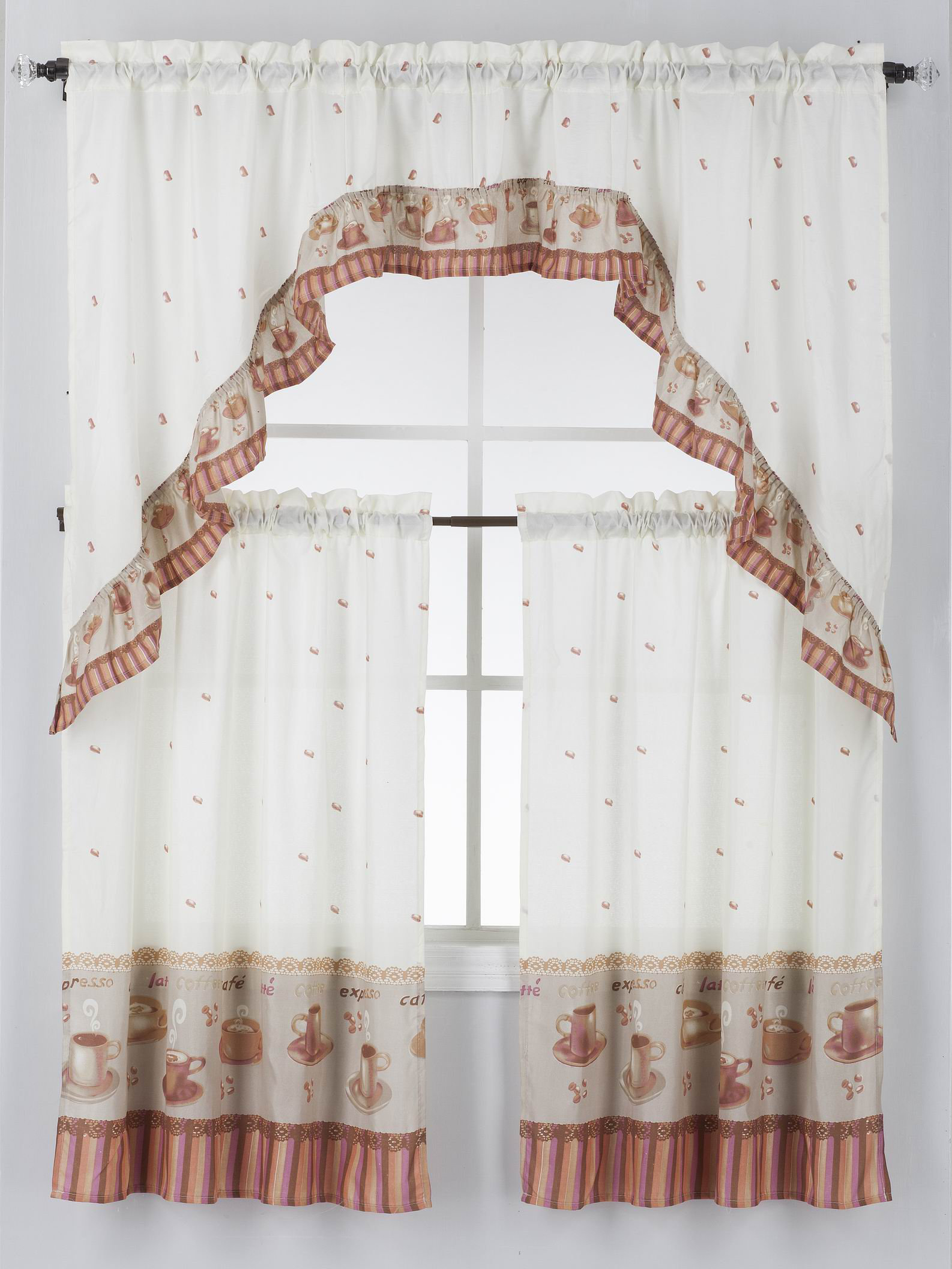 Red Barrel Studio Latte Swag 60 W Kitchen Curtain In White Red Wayfair   Latte Swag 60 W Kitchen Curtain In Whitered 