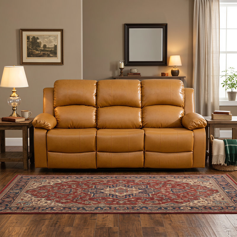 Canapé inclinable électrique Ginger, canapé inclinable 3 places en tissu résistant à l'usure avec table basse réversible