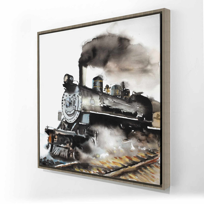 Art rétro sur toile encadrée, train à vapeur rétro