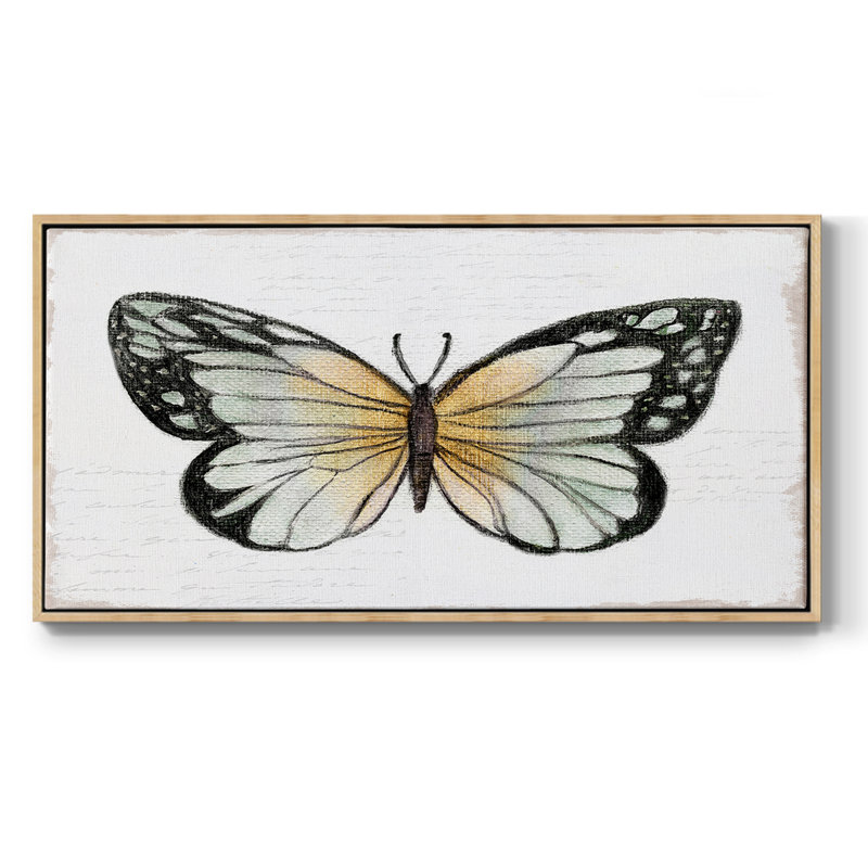 «Vintage Flutter IV», toile tendue avec châssis encadré, prête à être accrochée, H 21 po x l 41 po, Naturel