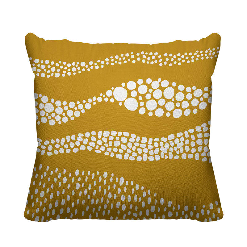 Coussin décoratif intérieur / extérieur Bia Boho Dots, L 17 po x H 17 po, Jaune