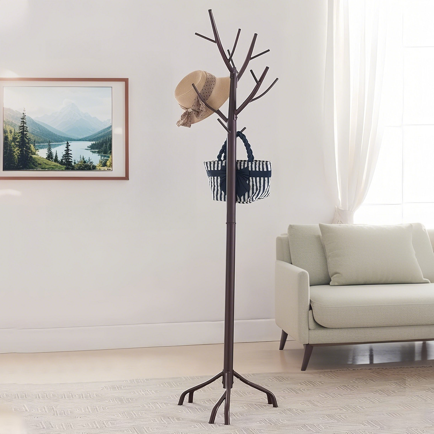 Union Rustic Freestanding Metal Hall Tree Coat & Hat Rack with Branches ...