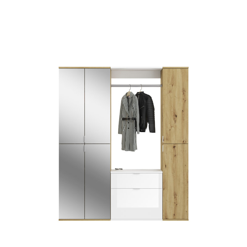 Lutton 3 Door Wardrobe, High-gloss white