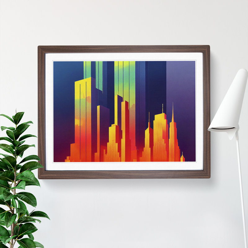 Spellbinding Skyscraper Skyline Abstract - Framed Print, Walnut Framed, 25cm H x 34cm W x 2cm D