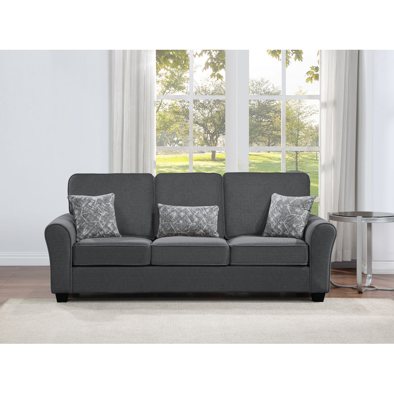 Stephina Upholstered 85'' Sofa, Dark Gray