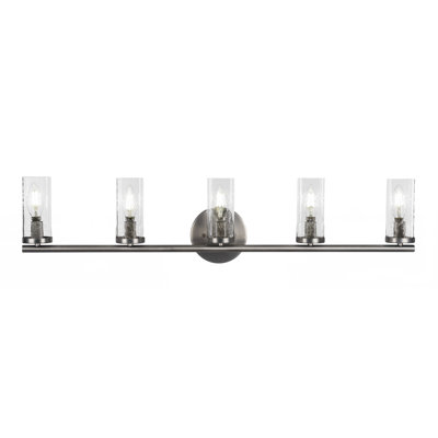 Trinity 5 Light Bath Bar Shown With 2.5” Clear Bubble Glass