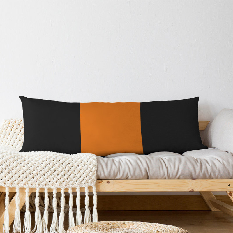 Abel Polyester Medium Pillow, Black/Orange/Black