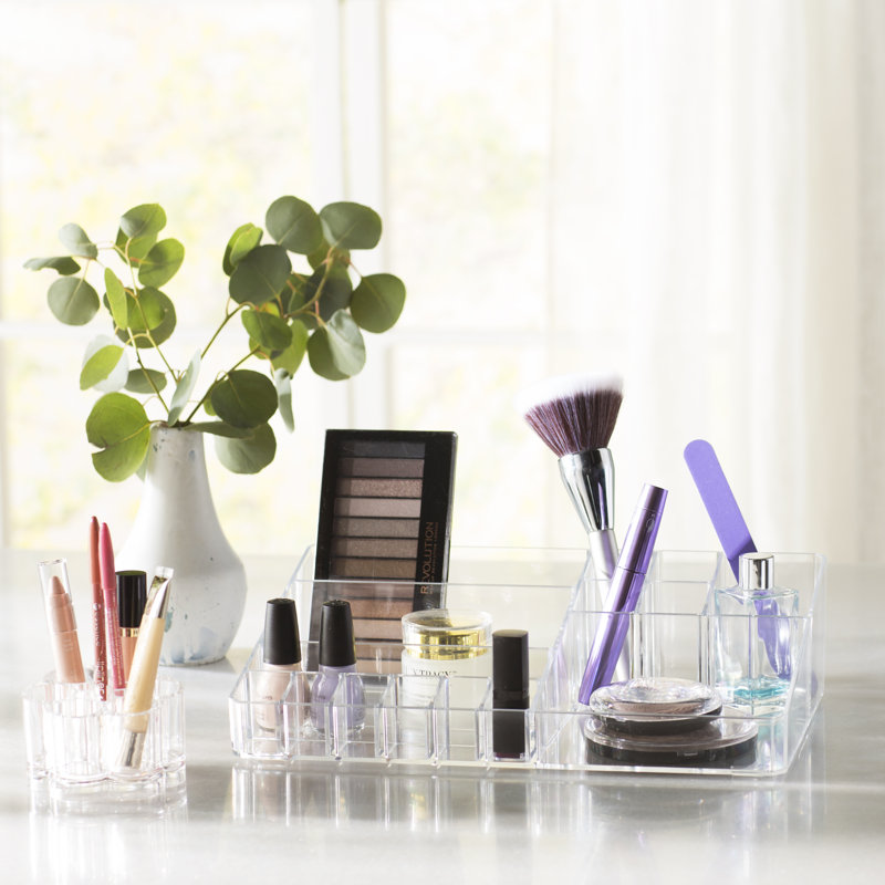 Clear Acrylic 12-Compartment Makeup Organizer