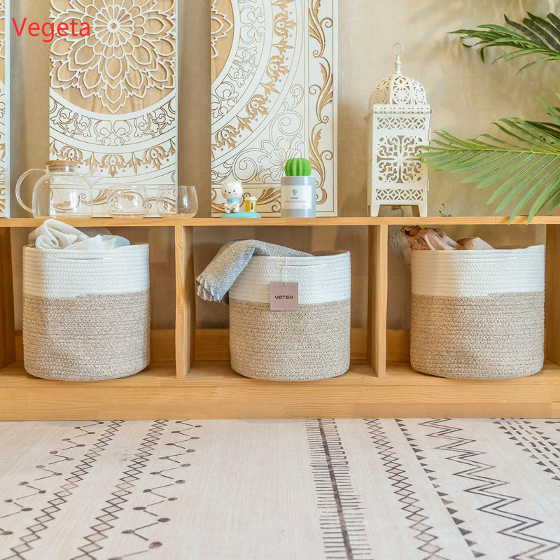 Ensemble de rangement en tissu, Brun / blanc
