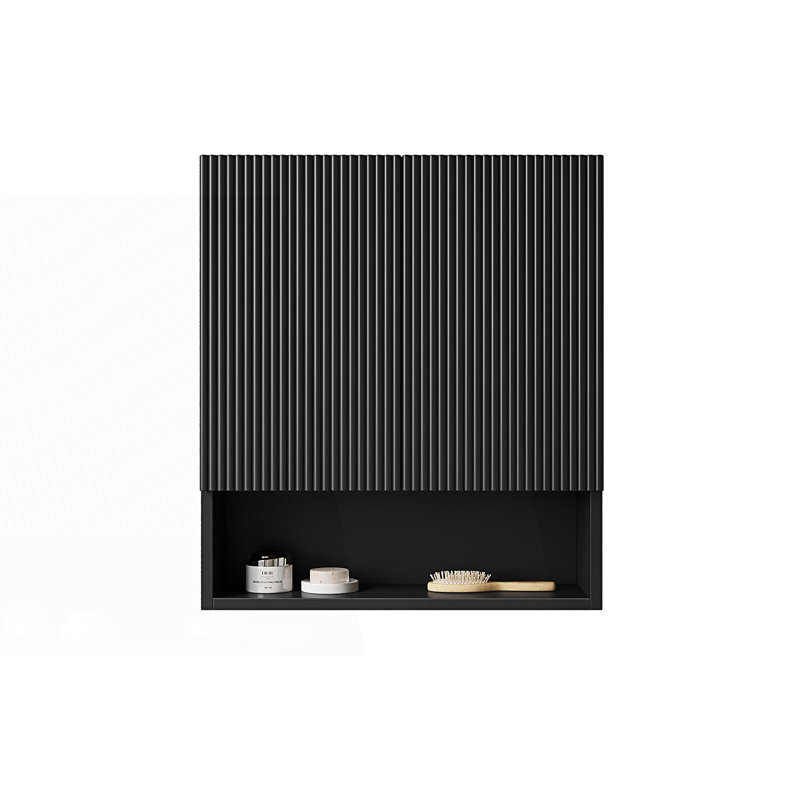 Armoire décorative, armoire de salle de bain murale rayée avec portes, armoire de rangement au-dessus de la toilette