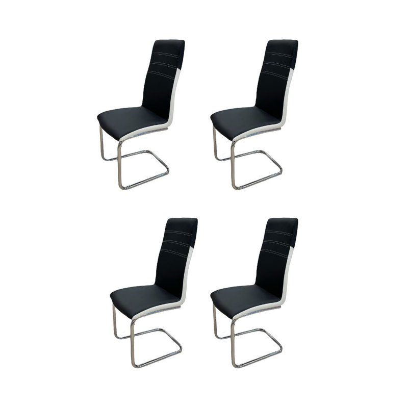Chaise d'appoint en métal Hurteau (ensemble de 4), Noir