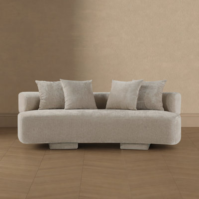Canapé en bois de pin de style Mid-Century rembourré en chenille de 91 po Verandah