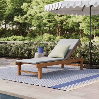 Arnoult Solid Teak Wood Reclining Outdoor Chaise Lounge