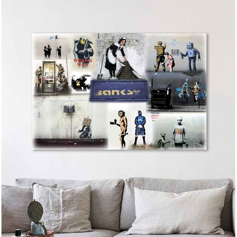 Slight Color Collage by Banksy - Wrapped Canvas Print, 41 cm H x 61 cm W x 4 cm D
