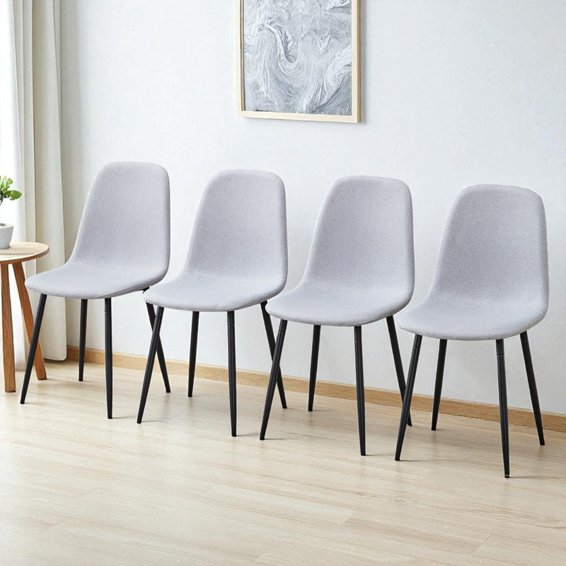 Chaises de salle à manger rembourrées modernes H 34,5 po Kamai, Gris clair