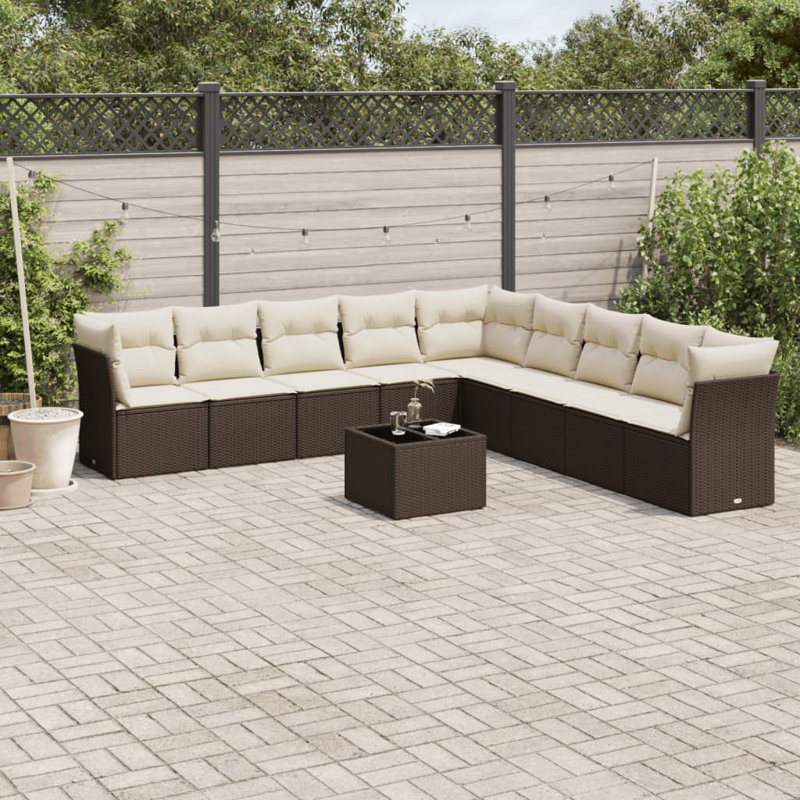 Grand canapé modulaire en rotin PE Vidaxl, Brun