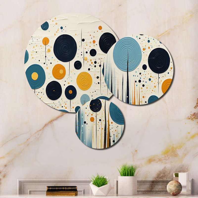 Ensemble de salon coloré en métal Mid Century Minimalist Oasis II - Collages abstraits