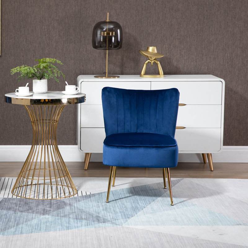 Brumm Velvet Side Chair, Blue
