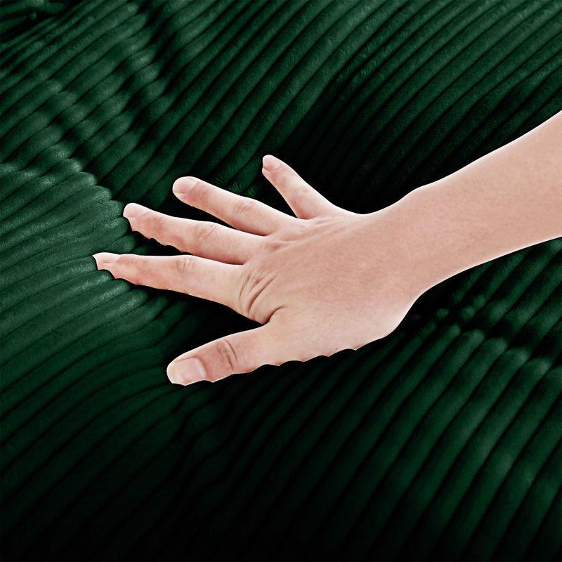 Fauteuil rembourré avec accoudoirs, Velours côtelé vert
