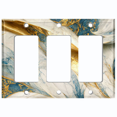 Blue Marble Swirl Image 3 - Gang Toggle Light Switch Standard Wall Plate