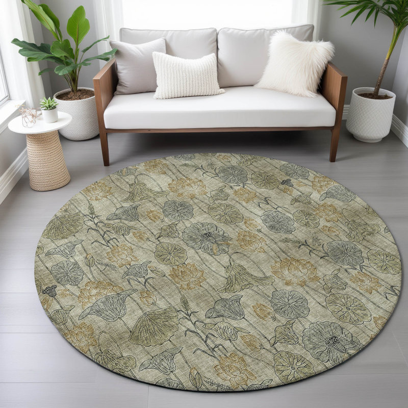 Machine Washable Indoor/Outdoor Jocelyn ACN2128 Floral Rug, Rectangle 1'8" x 2'6"