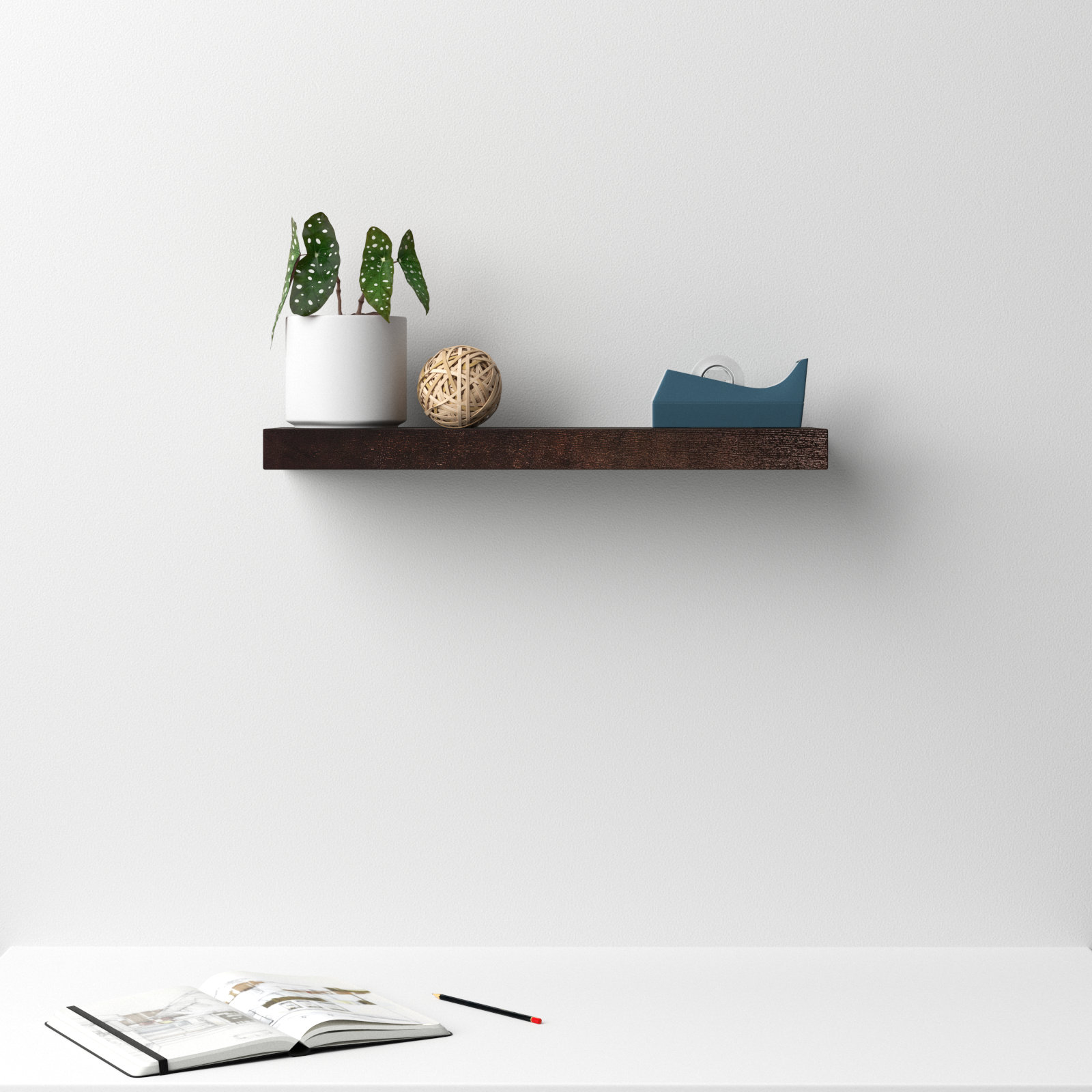 Sherice Floating Shelf, Wenge, 1.97" H x 23.63" W x 10.24" D