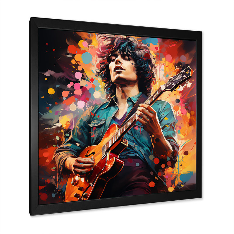 Rockstar Portrait 1 - musique, art mural, H 36 po x l 36 po x P 1,5 po, Cadre simple noir