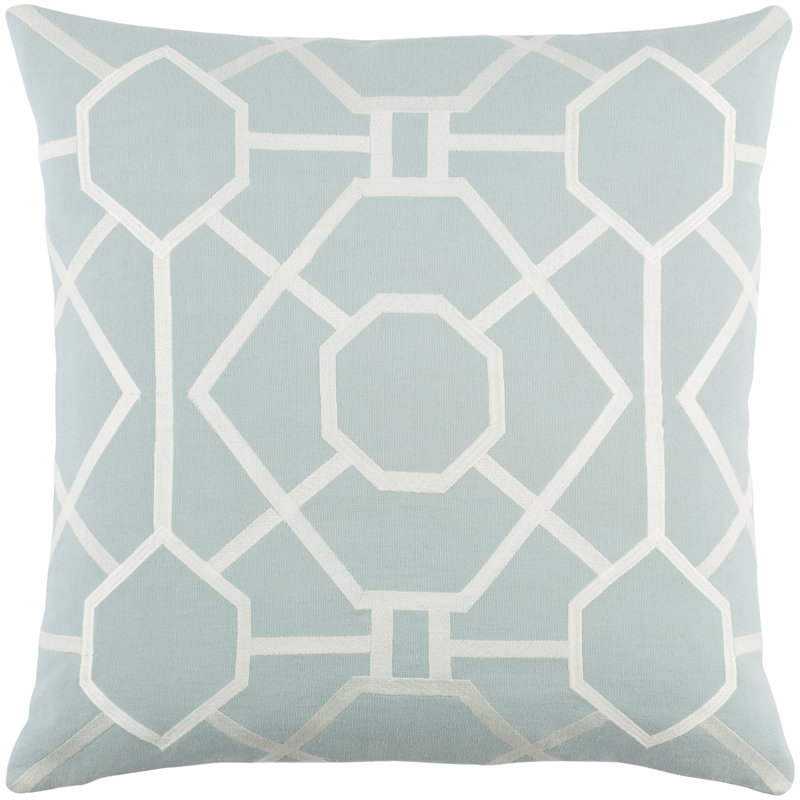 Kingdom Geometric Cotton Throw Pillow, Green/ White, Down