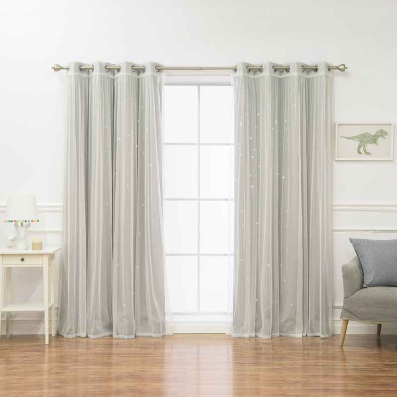 Arkose Star Cut Out Room Darkening Grommet Sliding Panel, 52" W x 84" L, Dove