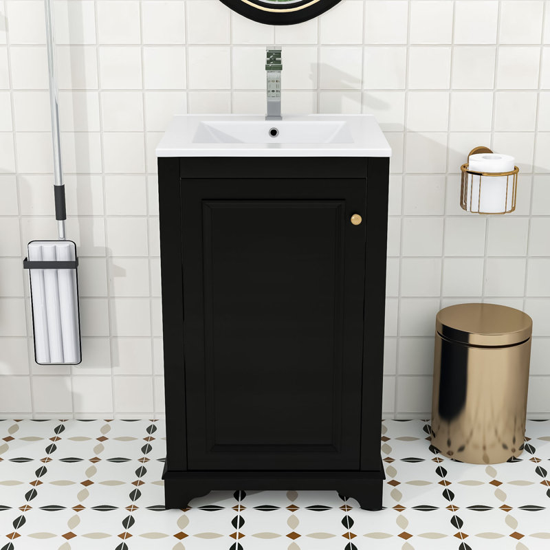 Premium Bathroom Vanity with Integrated Sink - Wood & MDF Construction, Black