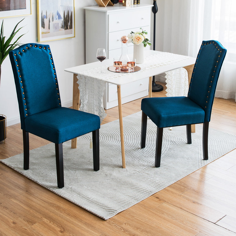 Addisun 52cm H Upholstered Parsons Chair in Grey, Blue