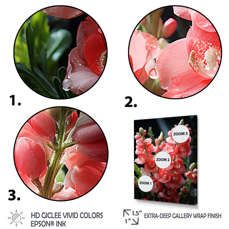 Snapdragons Serenade 3 - Snapdragons, art mural, Cadre photo argenté, H 40 po x l 30 po x P 1,5 po