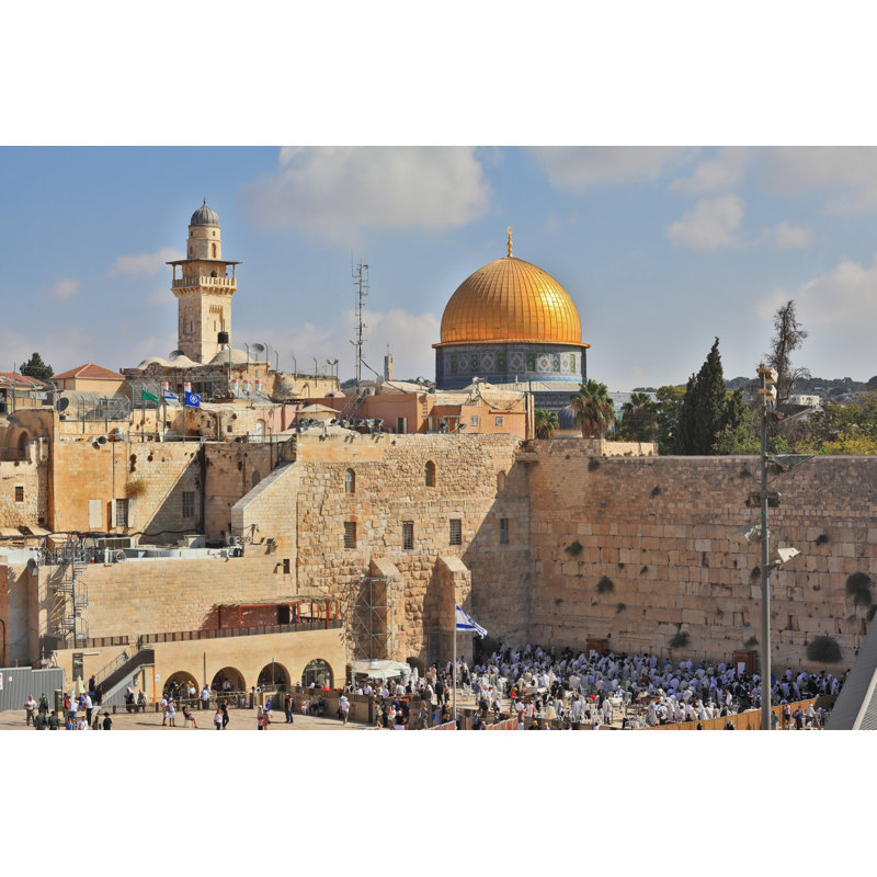 Prayer At The Western Wall Of Temple - Wrapped Canvas Print, 81cm H x 122cm W x 3.8cm D