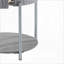 Table basse grise très brillante avec pieds chromés, table de salon moderne peu encombrante avec rangement