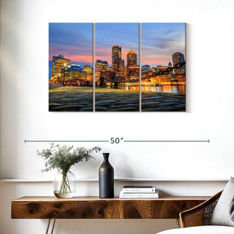 Boston Harbor Dusk Lights, 24" H x 38" W