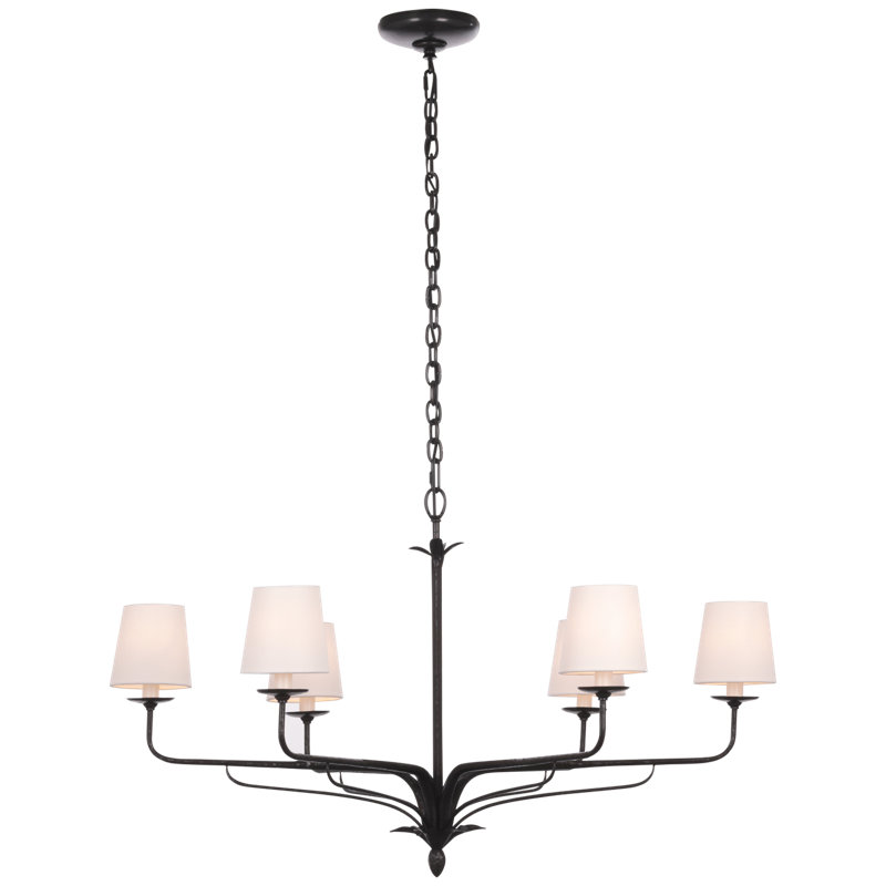 Amalfi 41" Chandelier in Waxed Black with Linen Shades