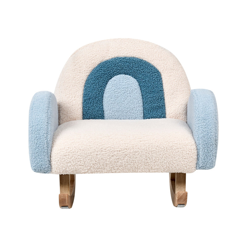 Kids Rocking Chair Rainbow OMBO Boucle, Blue